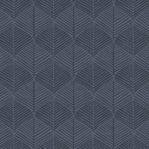 Palm Thatch Navy Wallpaper
