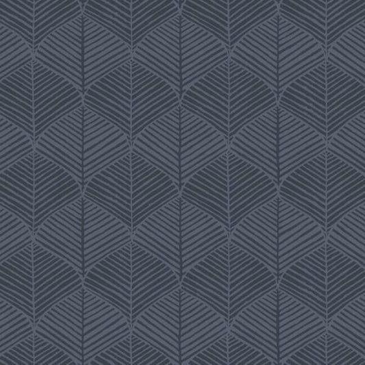 Palm Thatch Navy Wallpaper