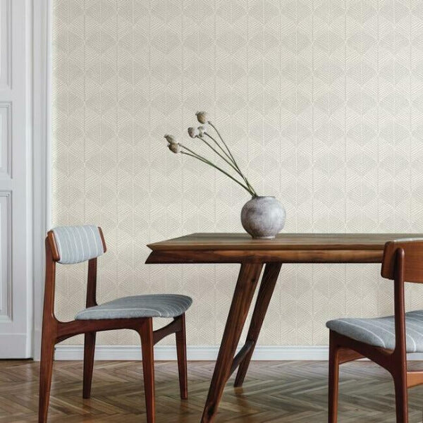 Palm Thatch White & Grey Wallpaper