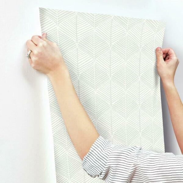 Palm Thatch White & Grey Wallpaper