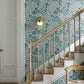 Jungle Leaves Teal Wallpaper