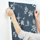 Imperial Blossoms Branch Navy Wallpaper