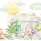 Baby Dinosaurs Watercolor Mural