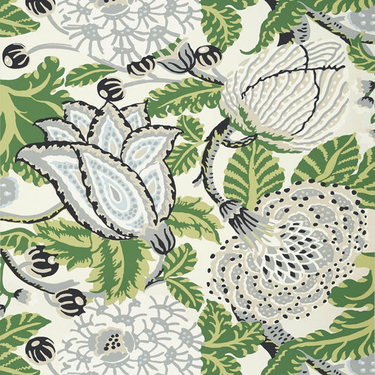 MITFORD- Green and White Wallpaper.