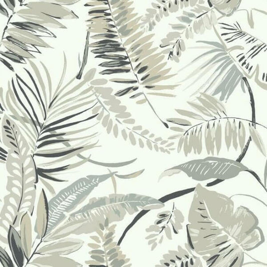 Tropical Toss White Wallpaper