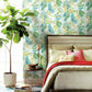 Tropical Toss Aqua & Yellow Wallpaper