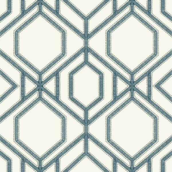Sawgrass Trellis White & Blue Wallpaper