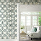 Sawgrass Trellis White & Blue Wallpaper