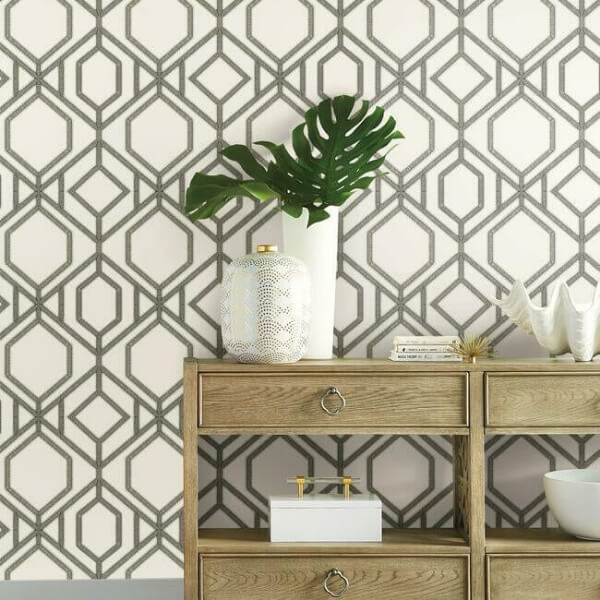Sawgrass Trellis White & Taupe Wallpaper