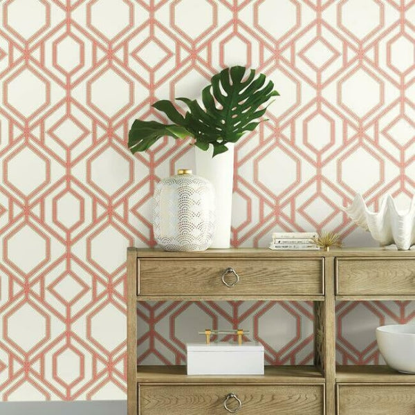 Sawgrass Trellis Coral Wallpaper
