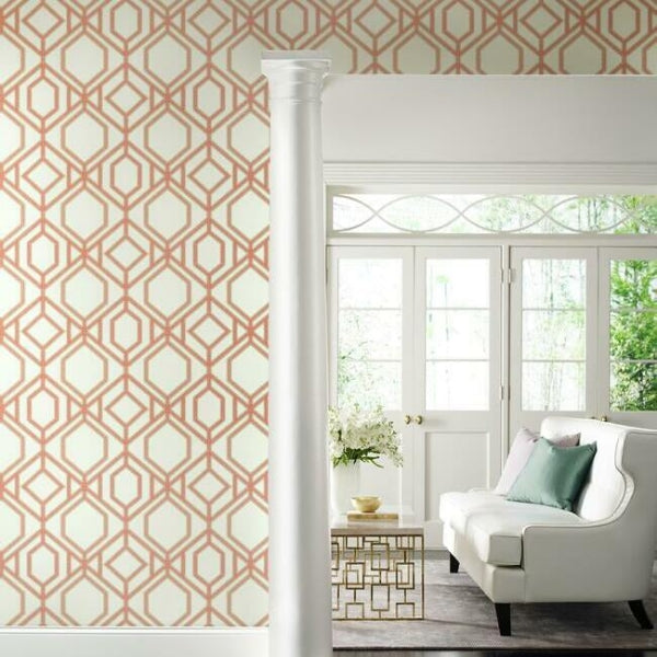 Sawgrass Trellis Coral Wallpaper