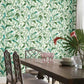 Tropical Love Birds White & Aqua Wallpaper