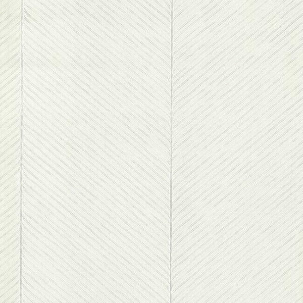 Palm Chevron White & Silver Wallpaper