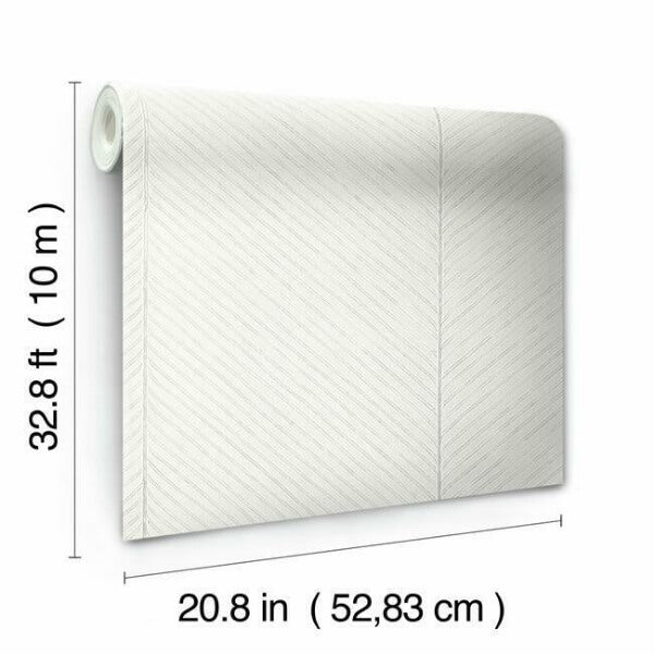 Palm Chevron White & Silver Wallpaper
