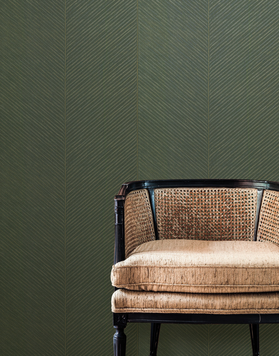 Green/Gold Palm Chevron Wallpaper