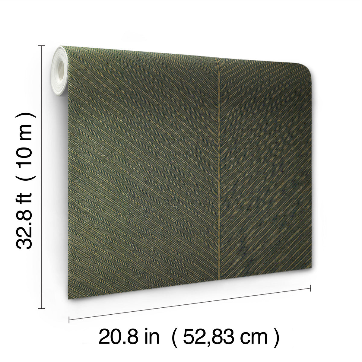 Green/Gold Palm Chevron Wallpaper