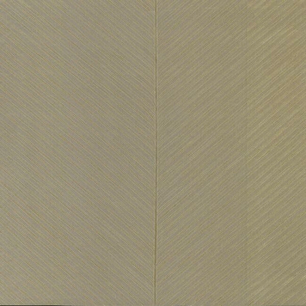 Palm Chevron Taupe & Gold Wallpaper