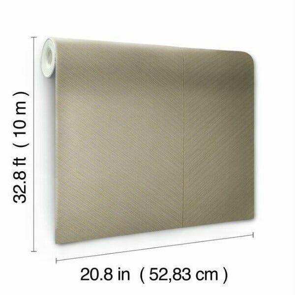 Palm Chevron Taupe & Gold Wallpaper