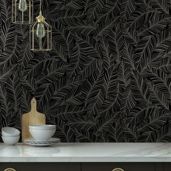 Rainforest Canopy Black Wallpaper