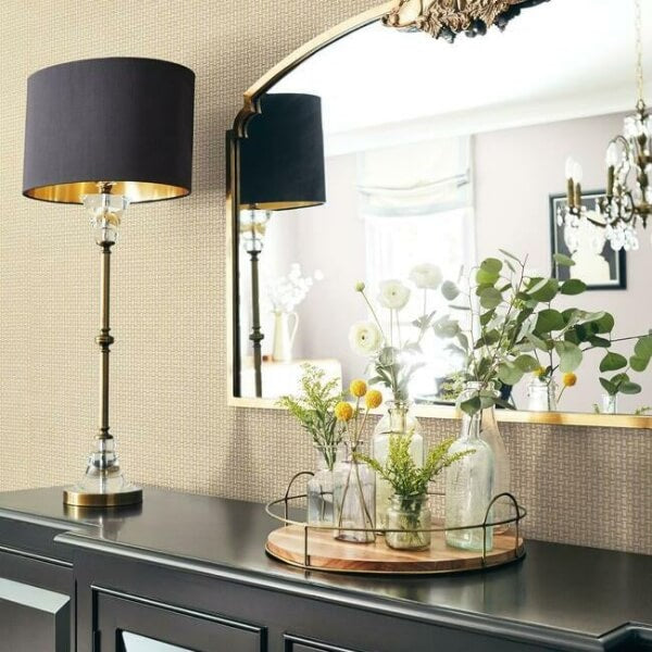 Cottage Basket Gold Metallic Wallpaper