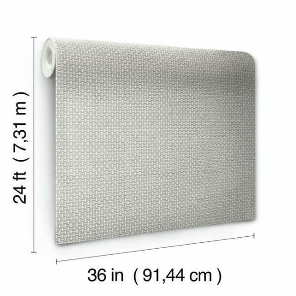 Cottage Basket Silver Metallic Wallpaper