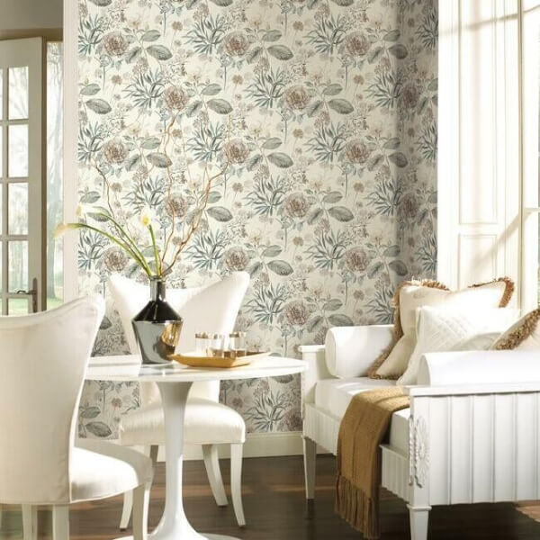 Midsummer Floral Beige & Green Wallpaper