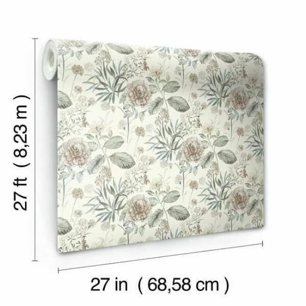 Midsummer Floral Beige & Green Wallpaper