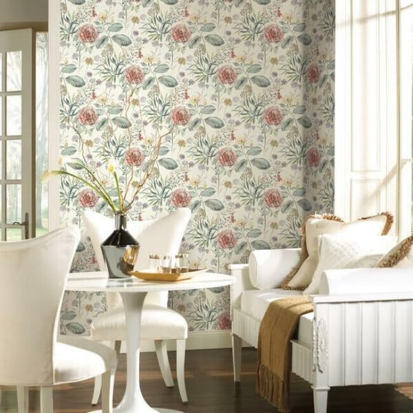 Midsummer Floral Coral Wallpaper