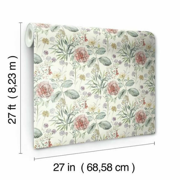 Midsummer Floral Coral Wallpaper