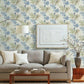 Handpainted Songbird Green & Blue Wallpaper