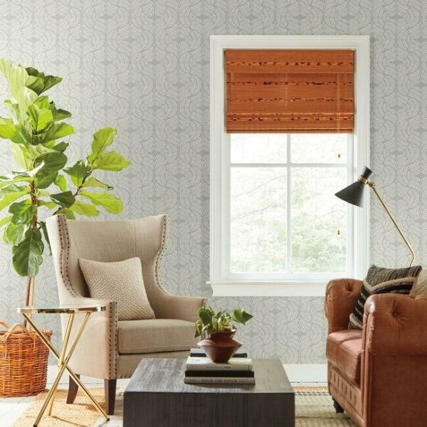 Fern Tile Light Grey Wallpaper