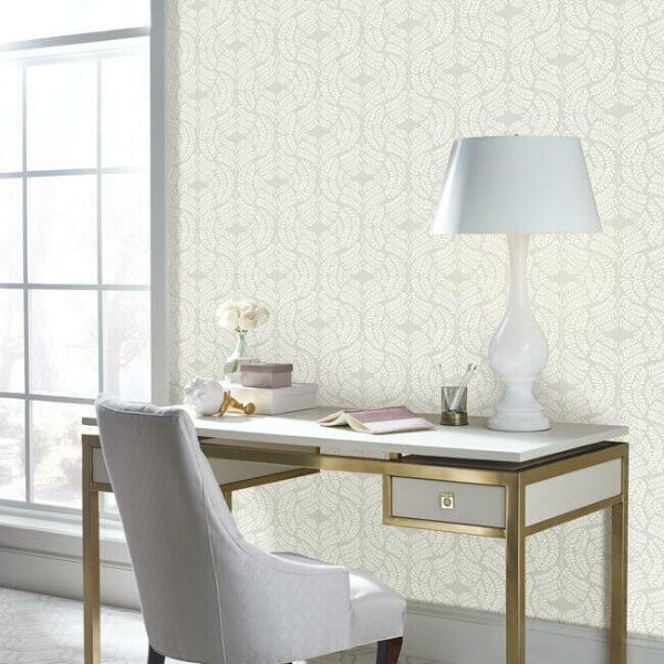 Fern Tile Light Grey Wallpaper