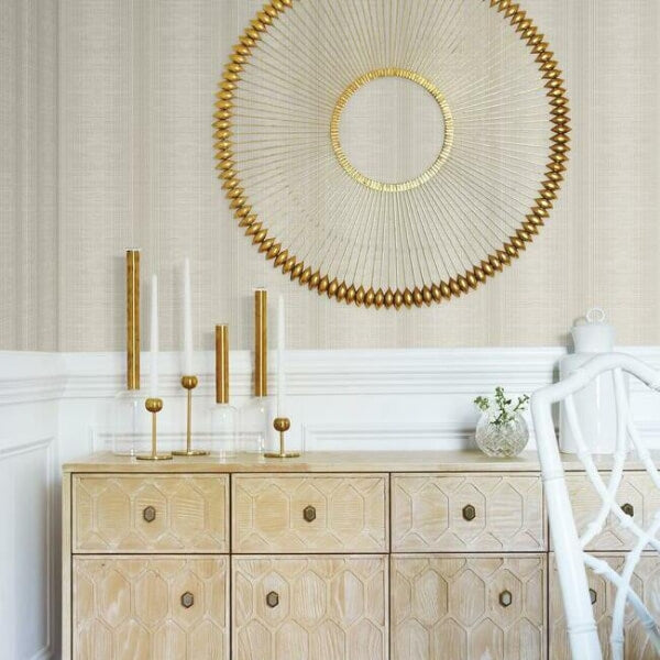 Silk Weave Stripe Light Brown Wallpaper