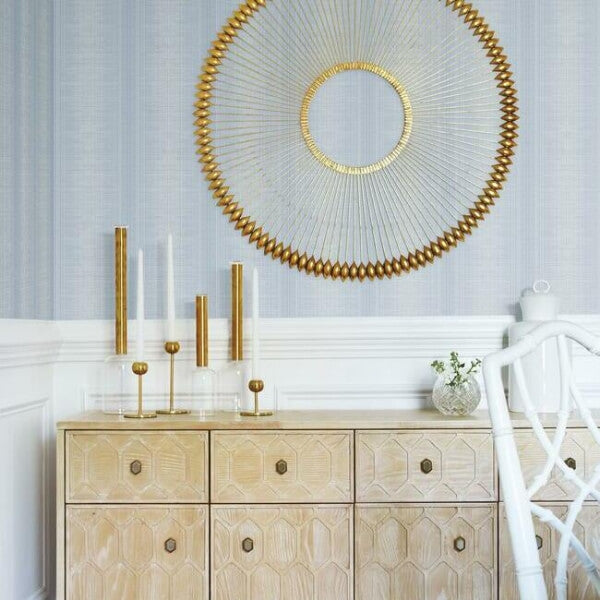 Silk Weave Stripe Blue Wallpaper