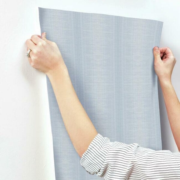Silk Weave Stripe Blue Wallpaper