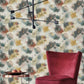 Impressionist Floral Copper & Blue Wallpaper