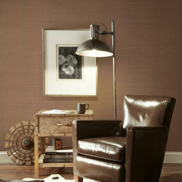 Plain Sisal Brown Wallpaper