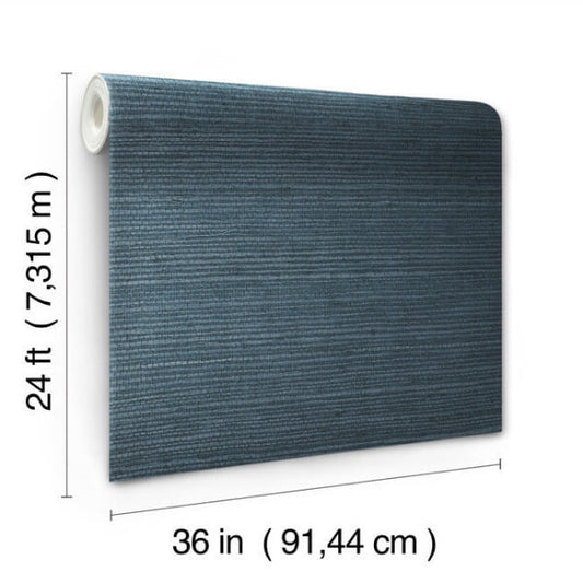 Plain Grass Sisal Grasscloth Blue Wallpaper