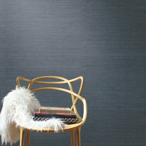 Plain Grass Sisal Grasscloth Blue Wallpaper