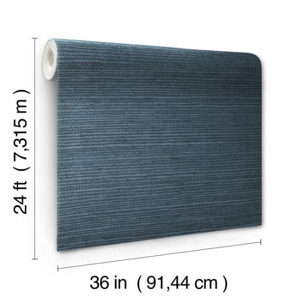 Plain Grass Sisal Grasscloth Blue Wallpaper