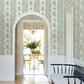 Beaumont Green Floral Stripe Wallpaper