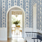 Beaumont Blue Floral Stripe Wallpaper