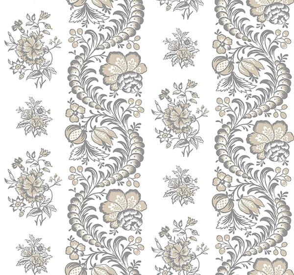 Beaumont Charcoal Floral Stripe Wallpaper