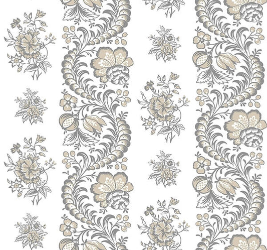 Beaumont Charcoal Floral Stripe Wallpaper