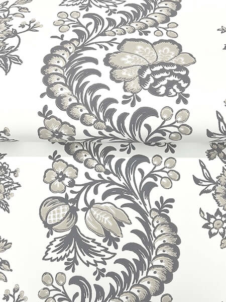 Beaumont Charcoal Floral Stripe Wallpaper