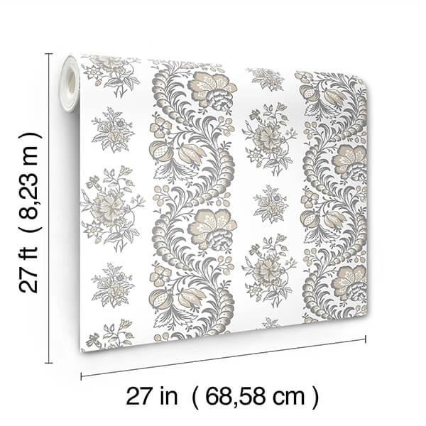 Beaumont Charcoal Floral Stripe Wallpaper