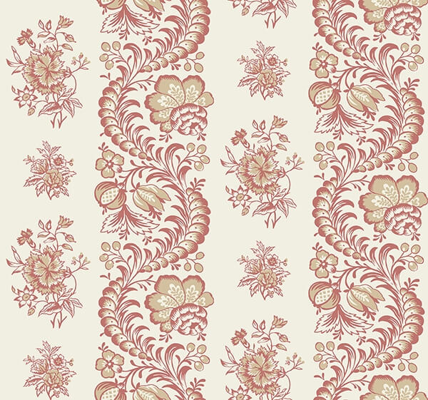 Beaumont Ruby Floral Stripe Wallpaper