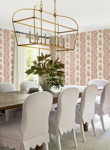 Beaumont Ruby Floral Stripe Wallpaper