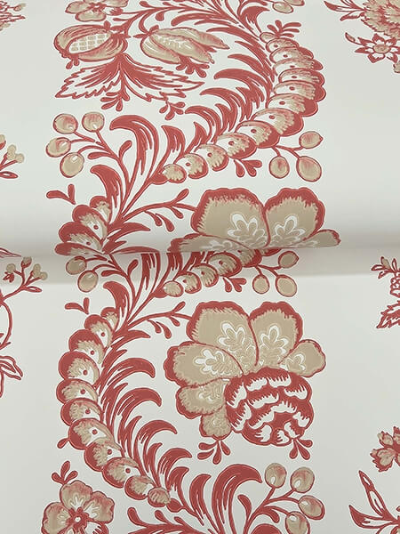 Beaumont Ruby Floral Stripe Wallpaper