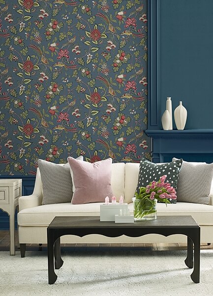 Parterre Indigo Jacobean Wallpaper